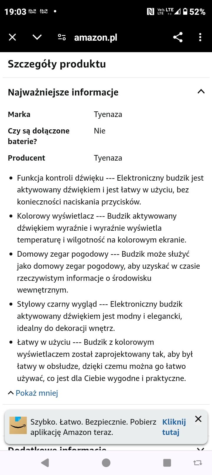 Zegar, budzik, wilgotność i pogoda