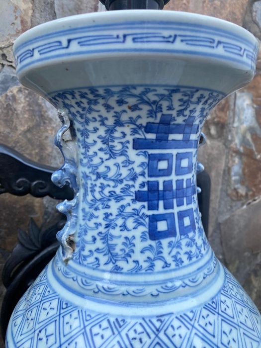 Candeeiro Porcelana Chinesa Séc XVIII 53 cm