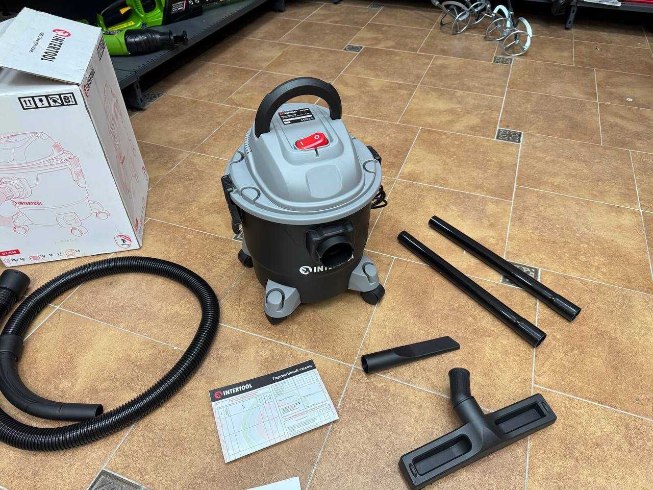Будівельний Пилосос INTERTOOL  1.0 кВт, бак 15 л. Довгий шнур та шланг