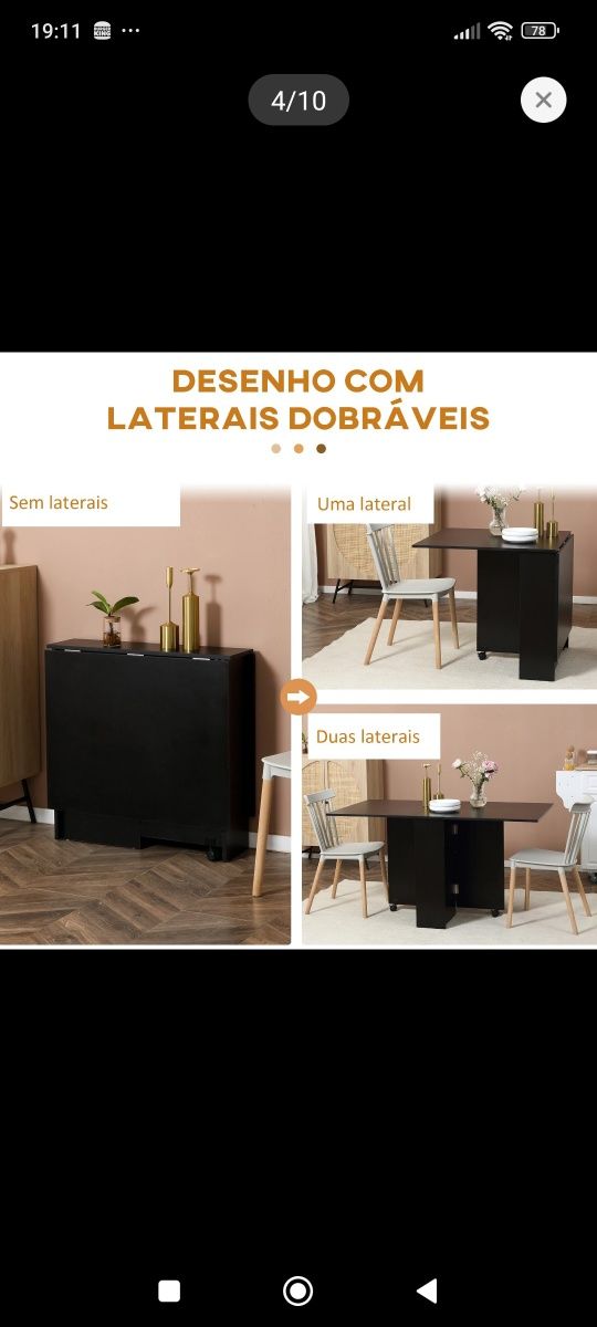 Mesa nova preta dobravel