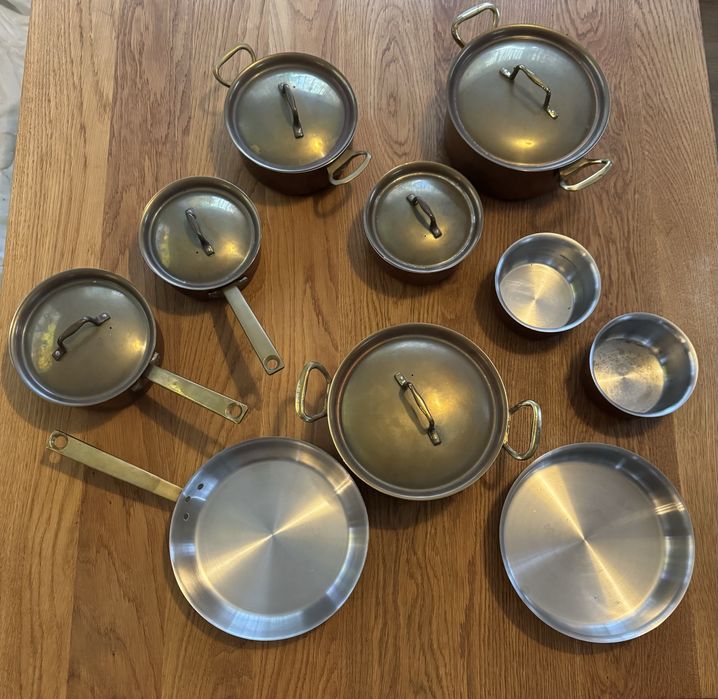 Komplet miedzianych garnków garnek miedziany patelnia rondel 16 el