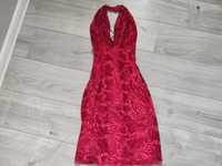 Czerwona sukienka z odkrytymi plecaki. Za, S, M,L
