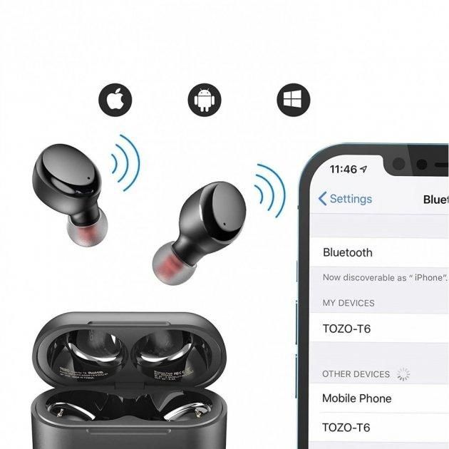Бездротові Навушники Вкладиші TOZO T6 Black