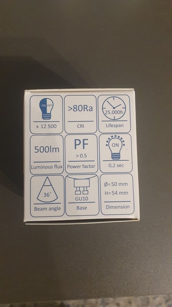 Żarówka GU10 500lm 7W
