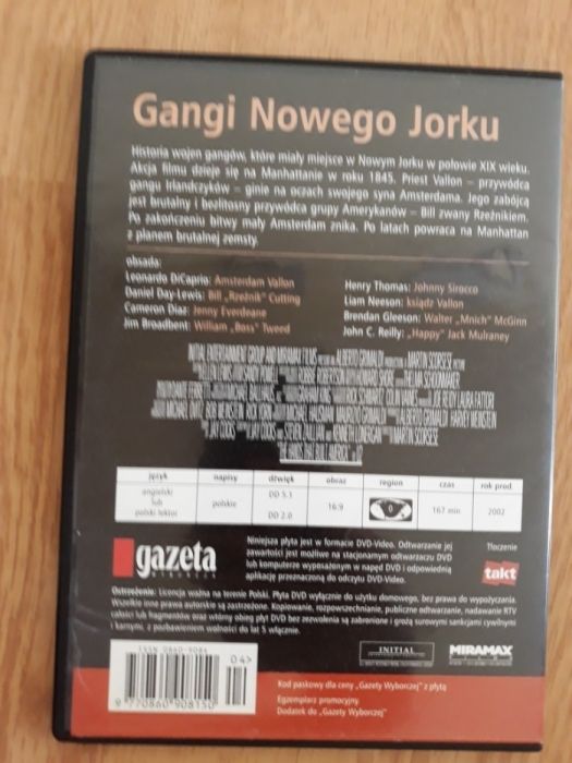 Gangi Nowego Jorku DVD Martin Scorsese Leonardo DiCaprio Cameron Diaz