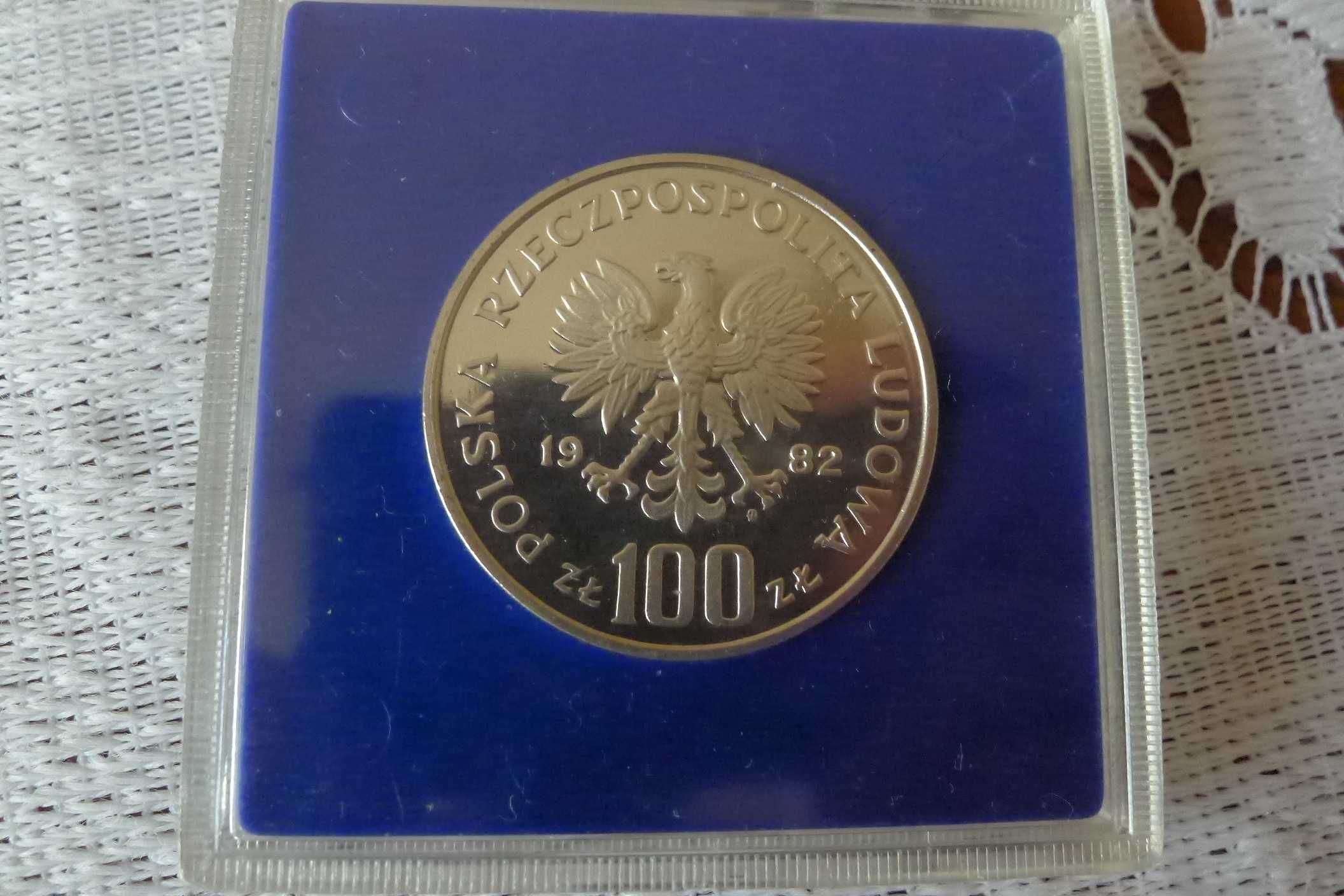 Dwie Monety Łabędź 1984 r i Bocian 1982 Lustrzanki lat 80 r w etui NBP