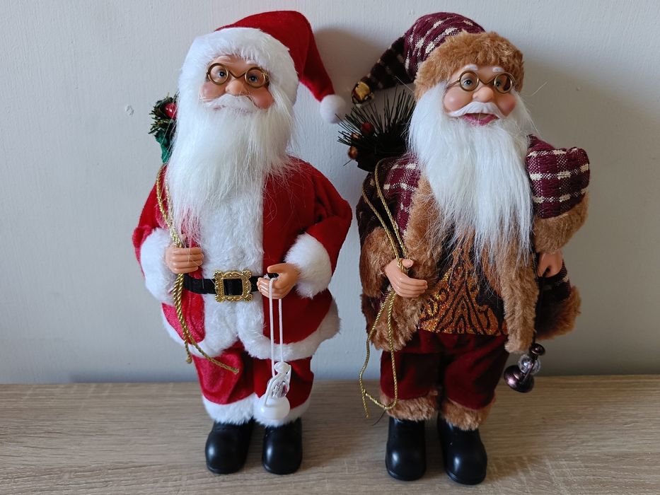 Święty Mikołaj H30cm z latarenką worek prezentów. Nowa