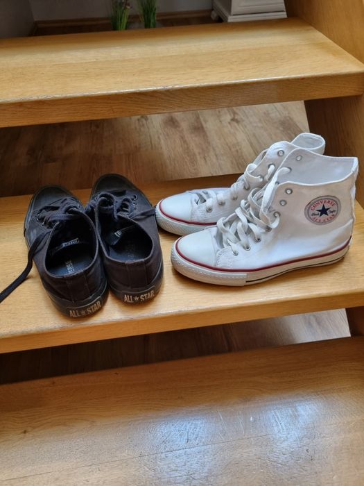 Trampki.  Czarne. Biale. Dwie pary  Converse. 37