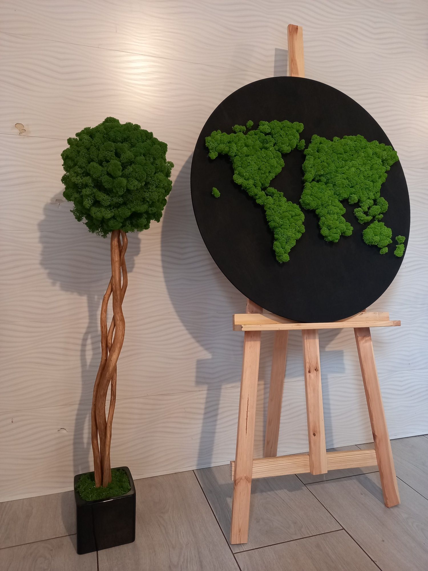 Obraz mapa świata z mchem chrobotkiem. Mech Chrobotek. Dekoracje wnętr