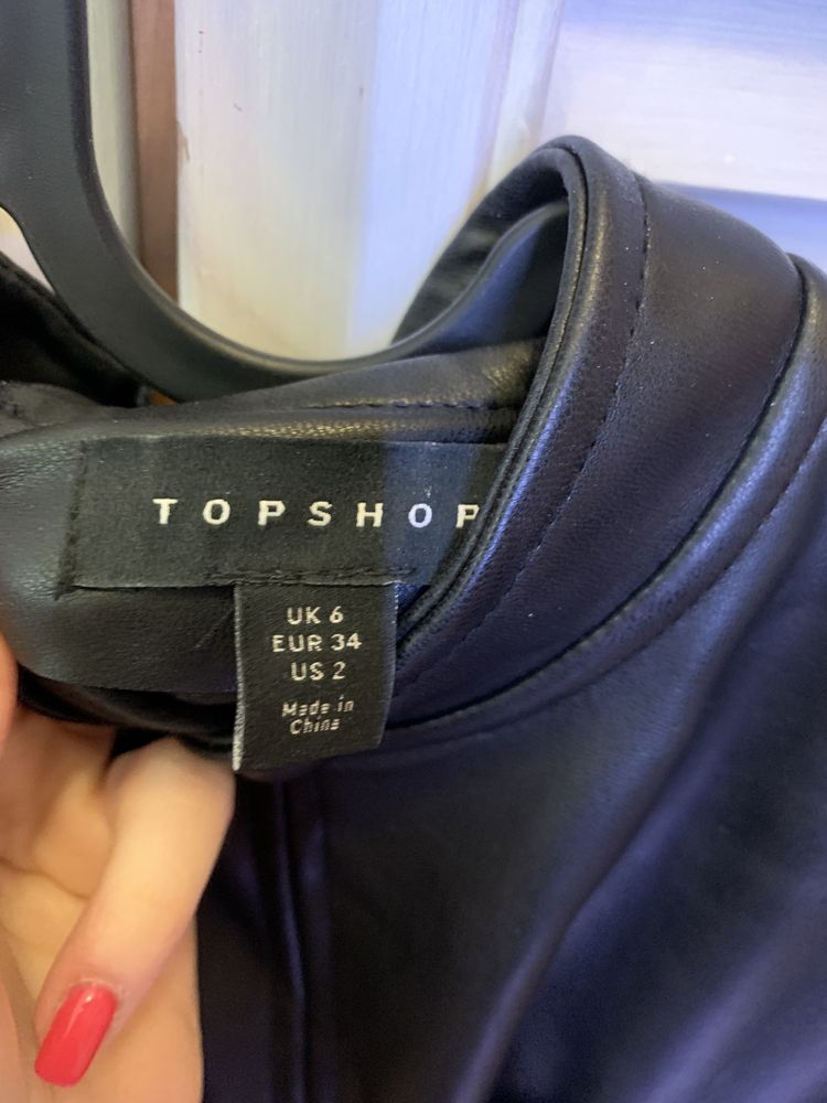 Sukienka rozkloszowana czarna skórzana topshop xs nowa bez metki