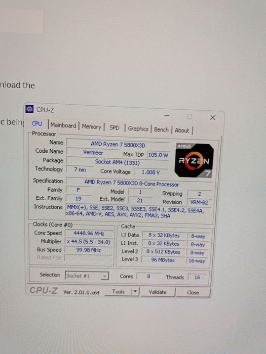 CPU AMD ryzen 5800X3D