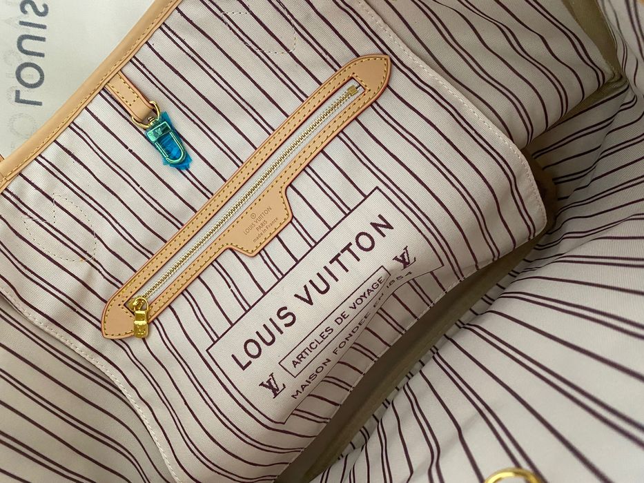 Torebka Louis Vuitton Neverfull GM biała kratka kremowy środek skóra