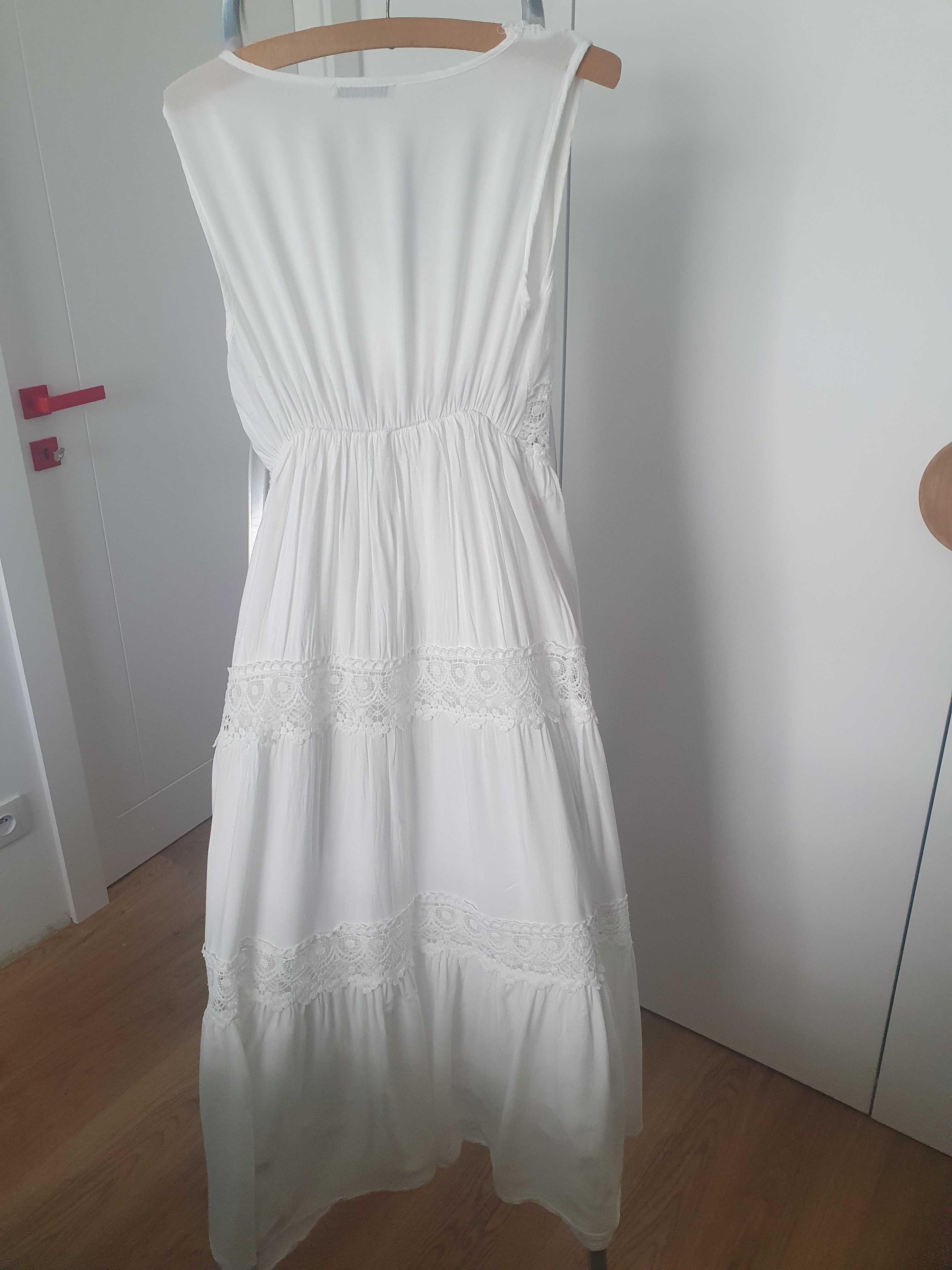 Maxi biała sukienka boho, biała, rozm. S/M,