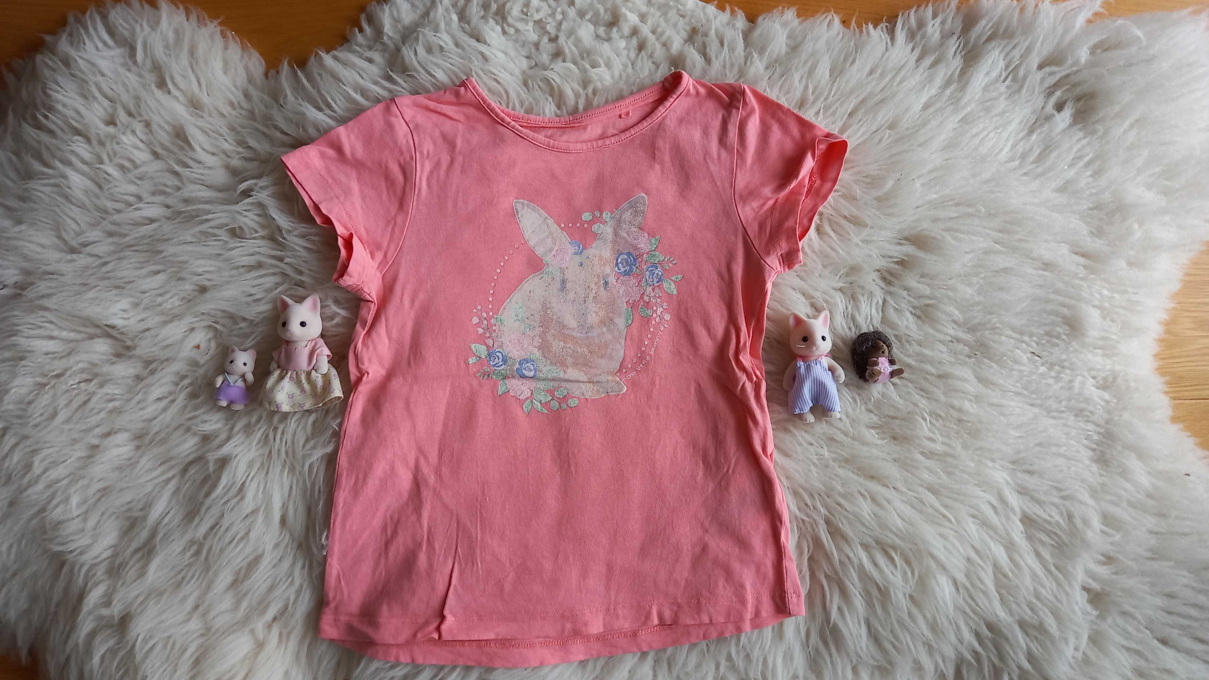 Różowa koszulka z królikiem Lupilu T-Shirt na lato - rozmiar 110/116