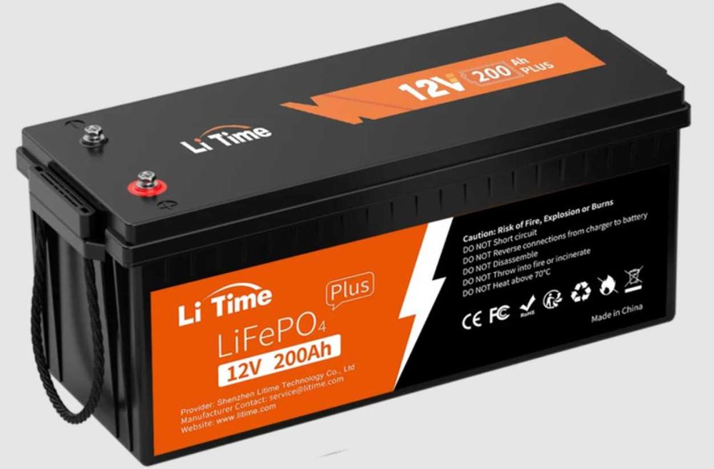 Акумулятор LiTime 12 V 200 Ah LiFePO4 літій залізо-фосфат BMS 200 A