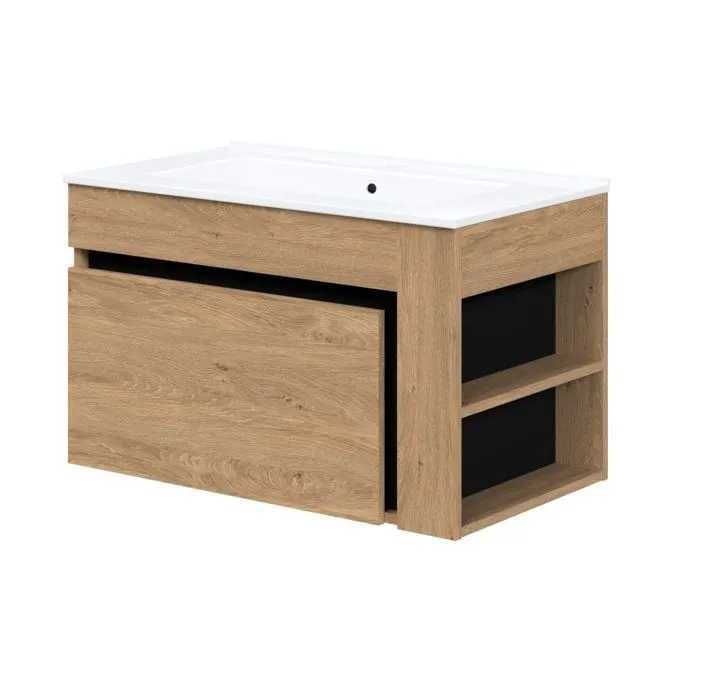 Szafka łazienkowa LOFT pod umywalkę 80CM /1S DĄB ZŁOTY/CZARNY 24h WYSY