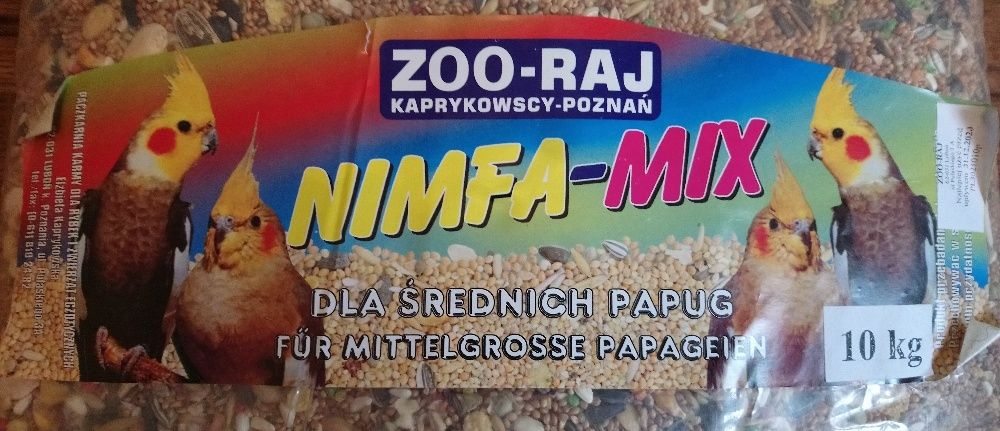 Karma dla papugi średniej NIMFA MIX worek 10 kg