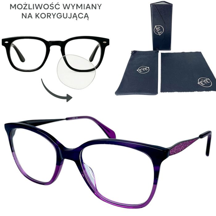 Okulary oprawki zerówki do wymiany na korygujące+ zestaw z etui