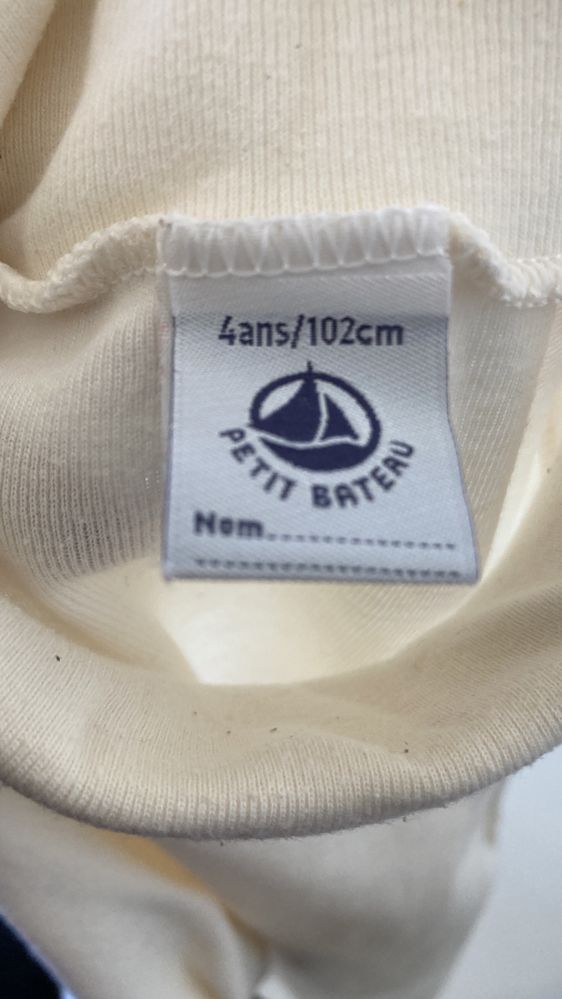 Camisola gola alta Petit Bateau branca, 4 anos