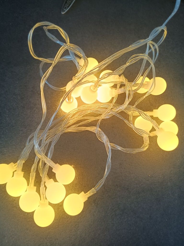Lampki USB cotton balls girlanda