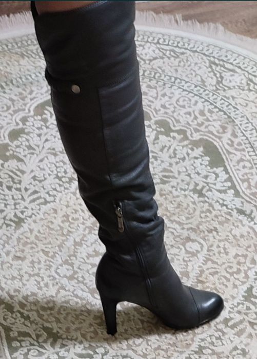 Сапоги-ботфорты 37р кожа демисезонные