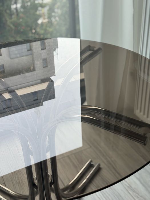 Stół vintage okrągły szklany gastone rinaldi szkło chrom 100 cm