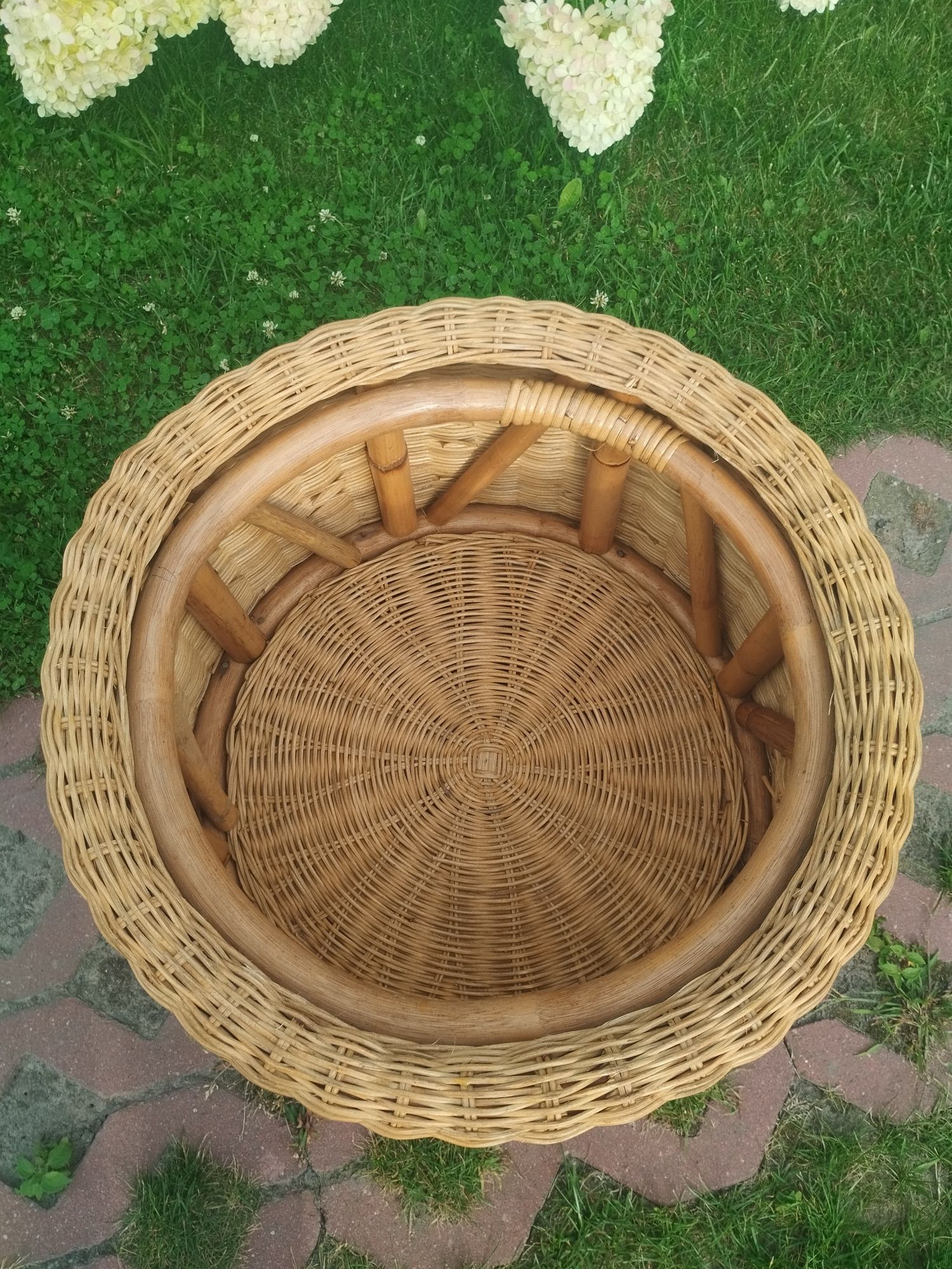 Puf pufa okrągła rattanowa rattan boho podnóżek rattan rattanowy