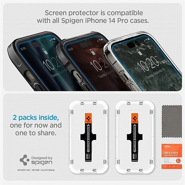 Szkło hartowane Spigen Glas.tR Ez Fit na iPhone 14 Pro Max - 2 szt.