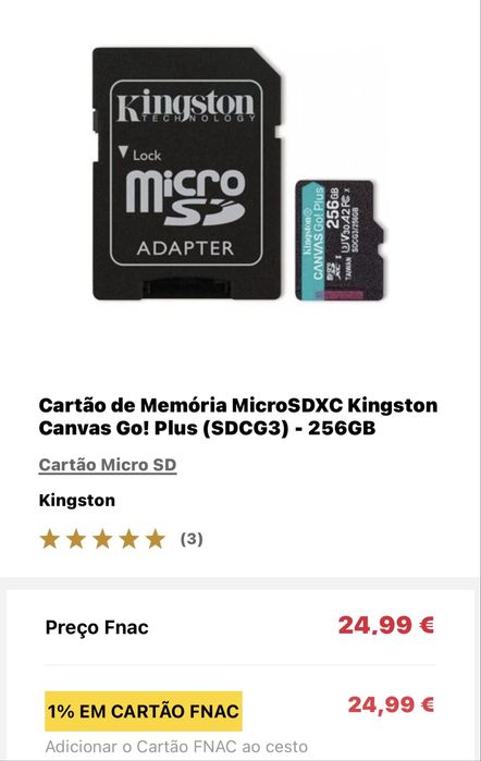 Micro sd 256 gb nova