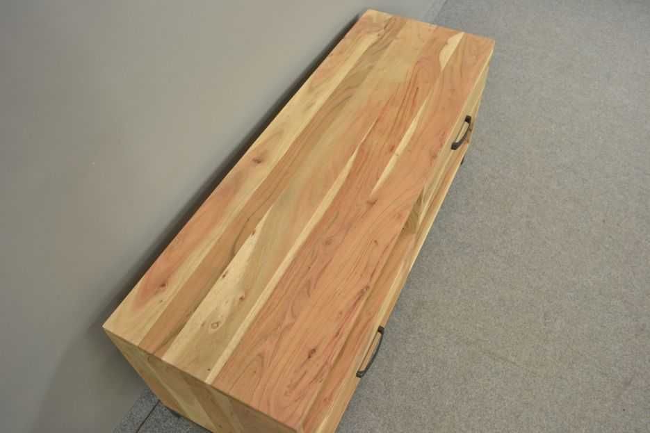 SZAFKA RTV 120 cm, drewniana, akacja lakierowana