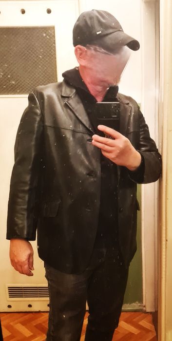 Marynarka skórzana męska czarna