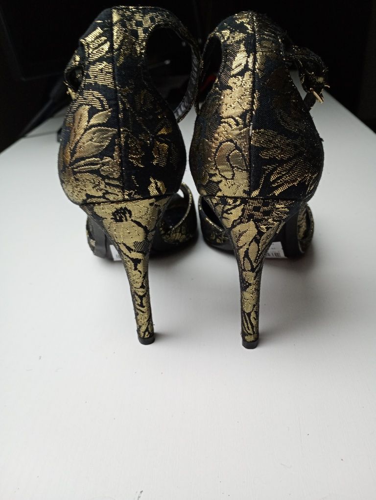 Szpilki -sandalki czarno-zlote nr37 "Dorothy Perkins"nowe