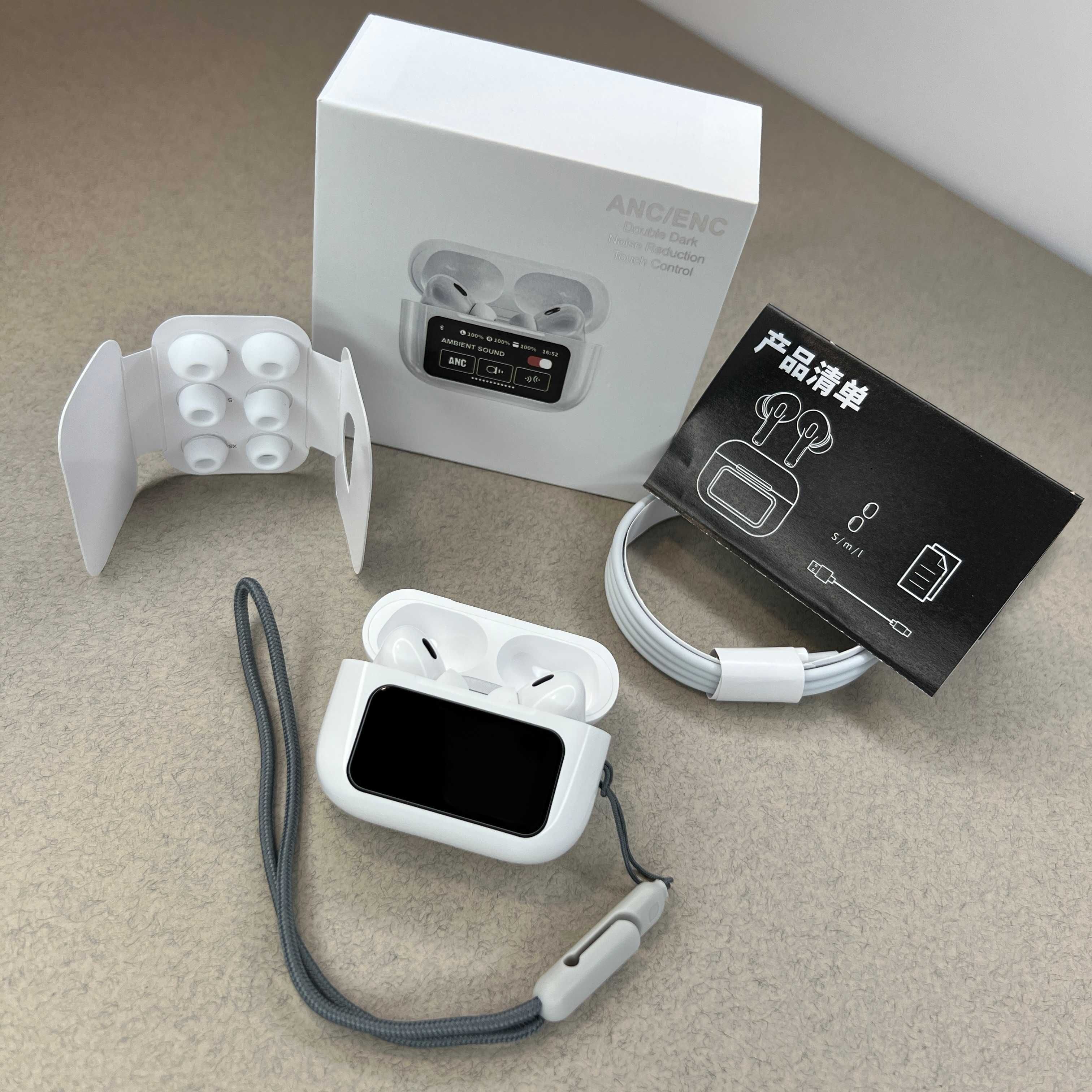 Наушники з екраном на кейсі AirPods Pro 2 ANC Lux З Шумопоглинанням