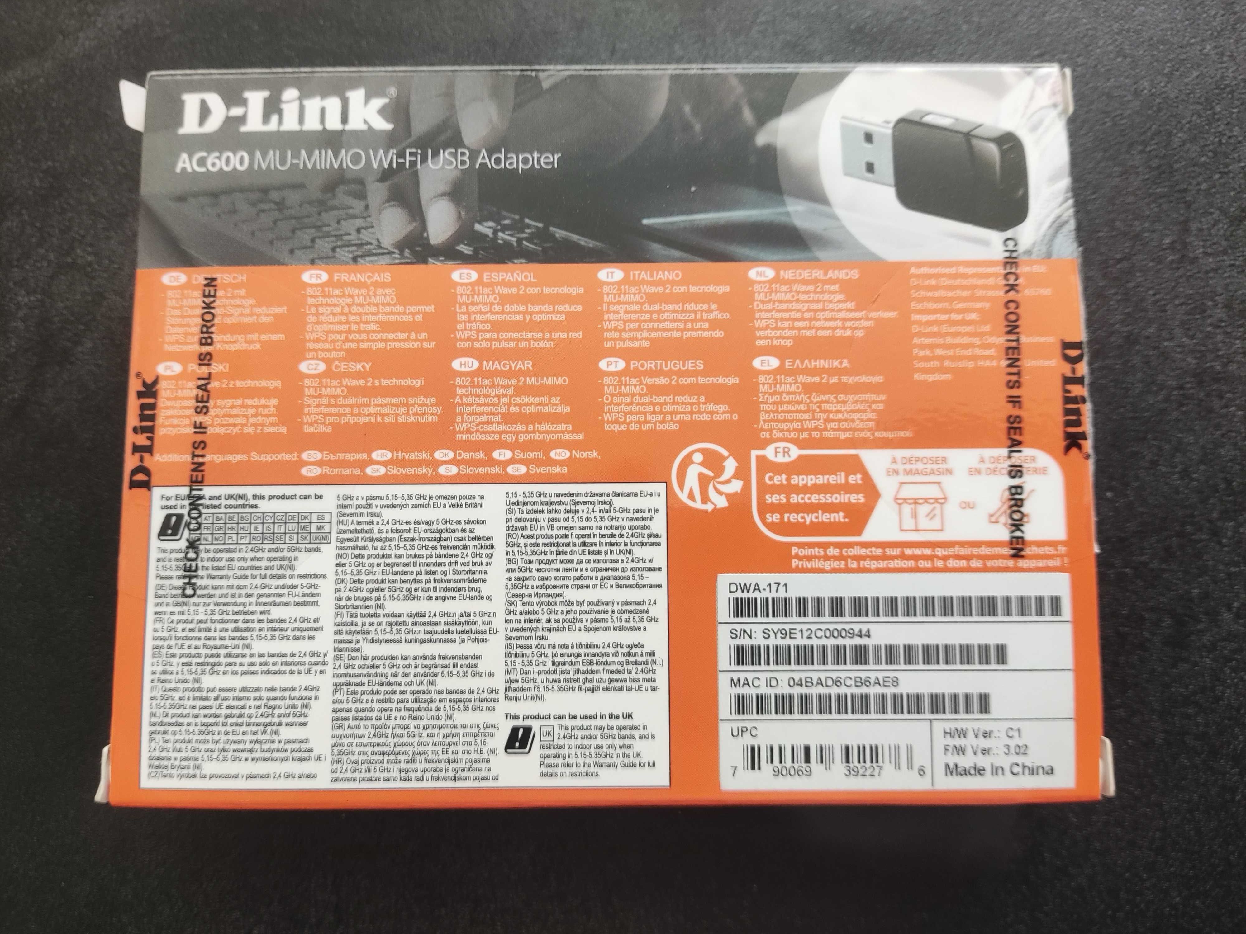 Pen Wi-fi USB AC600 D-Link
