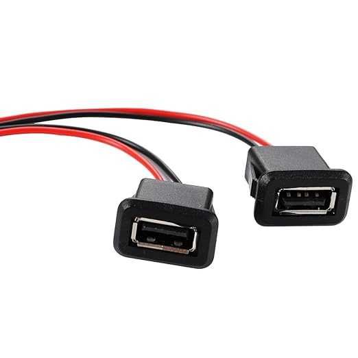 Conector USB 3A Fêmea de 2 fios 10cm com fivela de ranhura de pressão