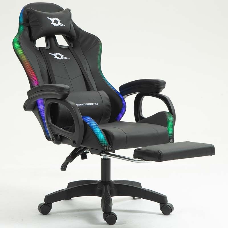 Cadeira gaming com Leds Nova na Caixa!  (Preto e branco)