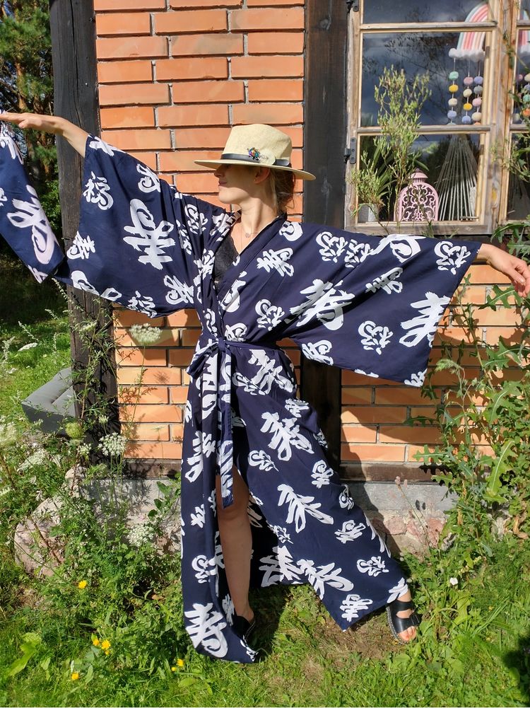 Kimono bawełniane bawełna miękkie szlafrok oversize