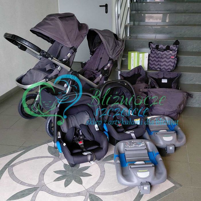 Używany wózek podwójny Baby Jogger City Select z fotelikami i bazami