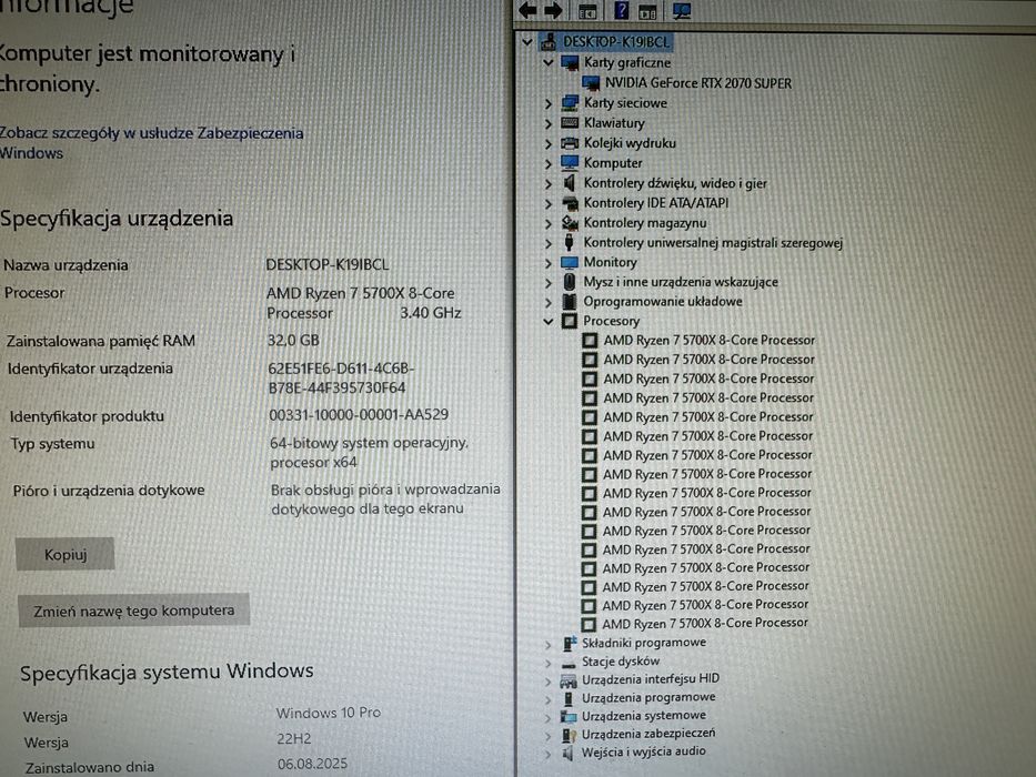 Komputer Gamingowy Ryzen 7 5700X / RTX 2070 Super / 32GB DDR4 do gier