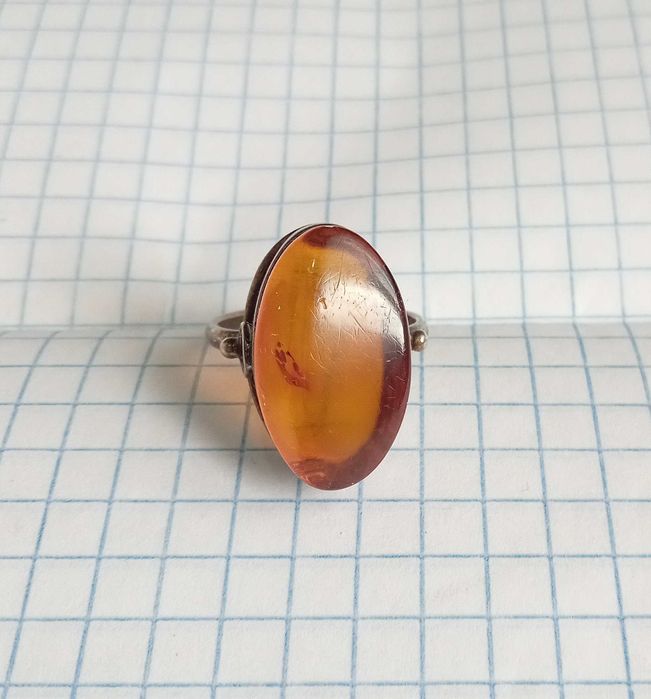 Перстень Кольцо з Янтарем Срібло 875 проба. Вінтаж. СССР