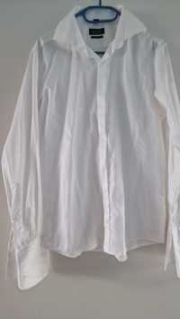 Koszula biala z dlugim rekawem na spinki