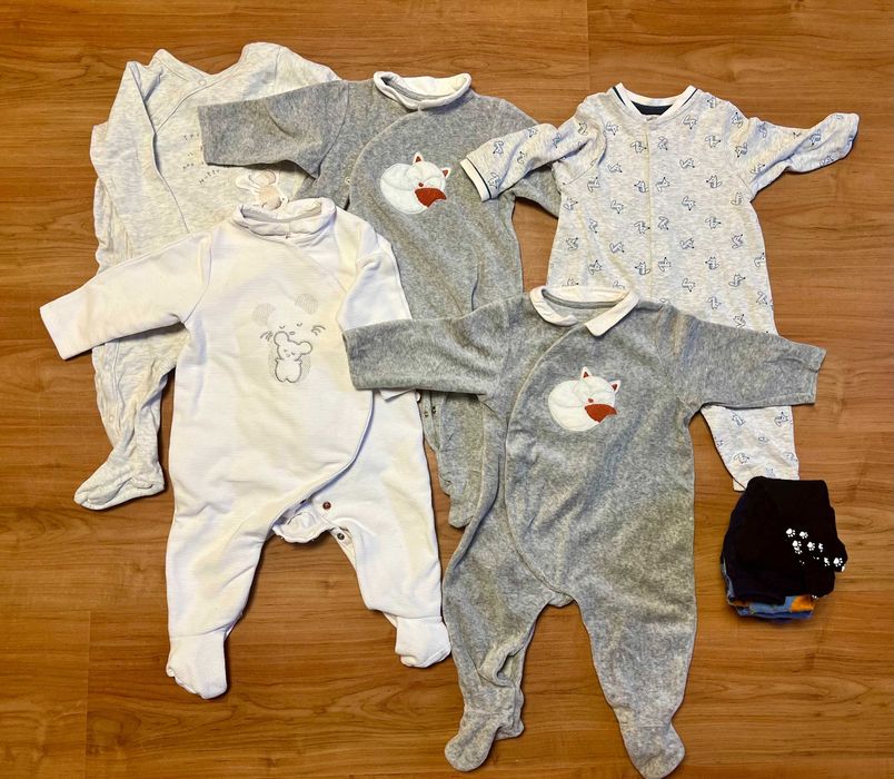 Komplet ubranek, r. 68, 105 szt. TANIEJ NIŻ W SECOND HAND, < 5zł/szt.