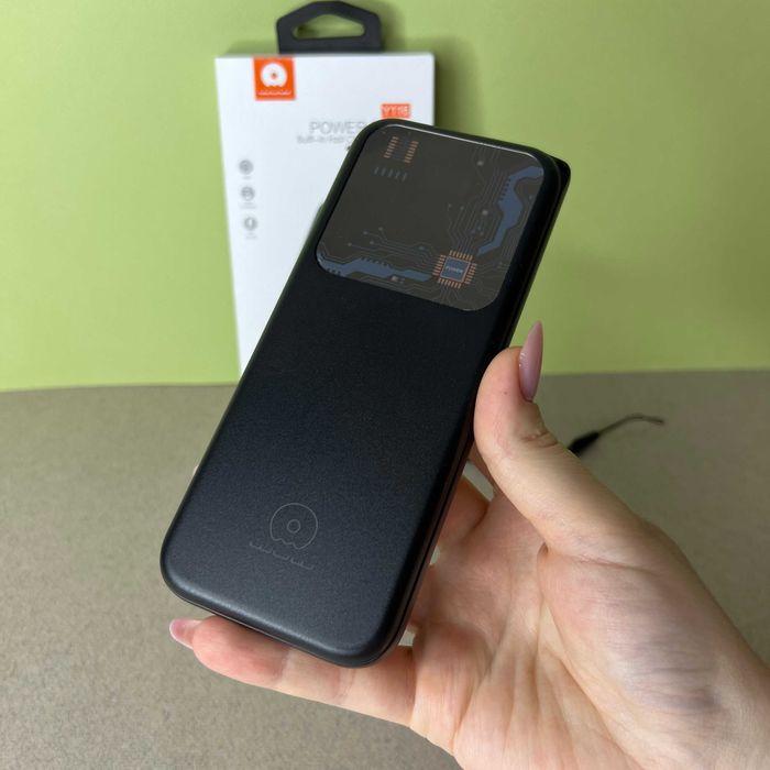 Повербанк 10000 мач від бренду Wuw Y116 з екраном і вбудованими кабель