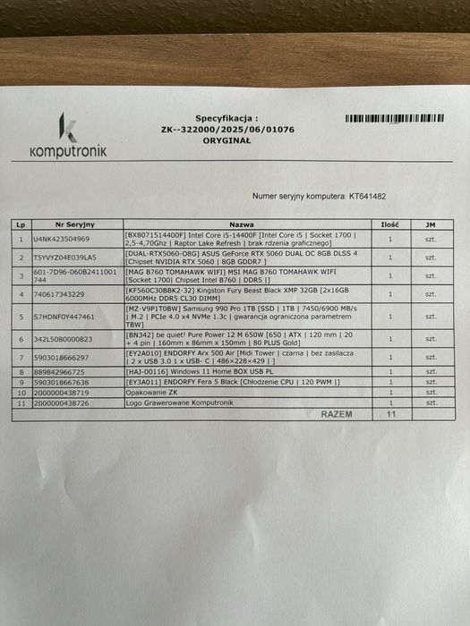 Komputer PC do gier - GWARANCJA