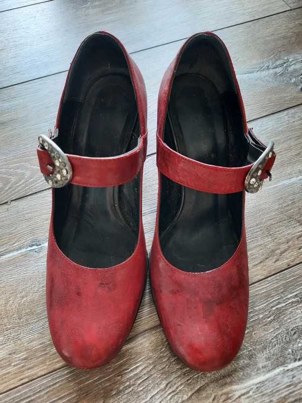 Buty na obcasie Baldowski bordowe/czerwone rozmiar 36 mało noszone