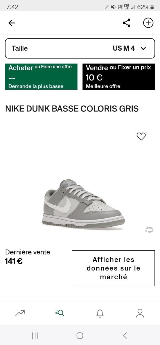 Nike dunk grey comprado na stock x