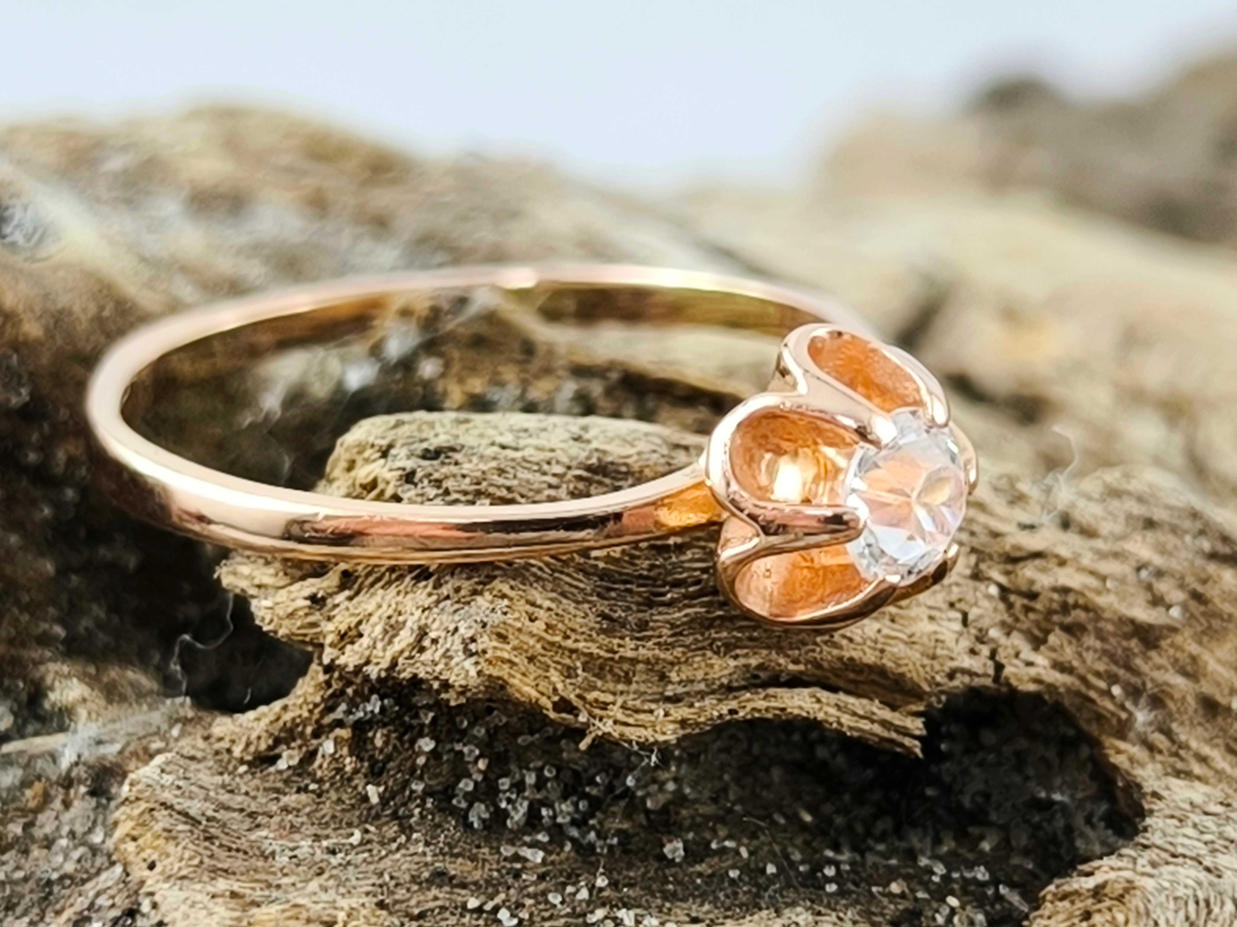 Stary Złoty PIERŚCIONEK z Cyrkonią Rose Gold 14K / Pr.583 / 1,56g