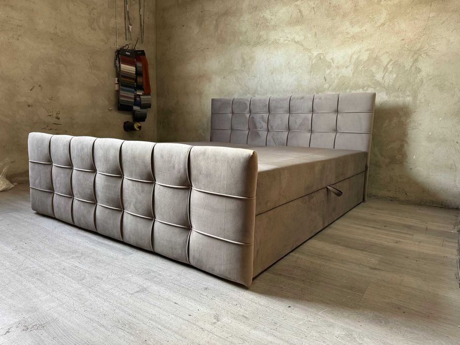 Łóżko kontynentalne Milano tapicerowane welurowe