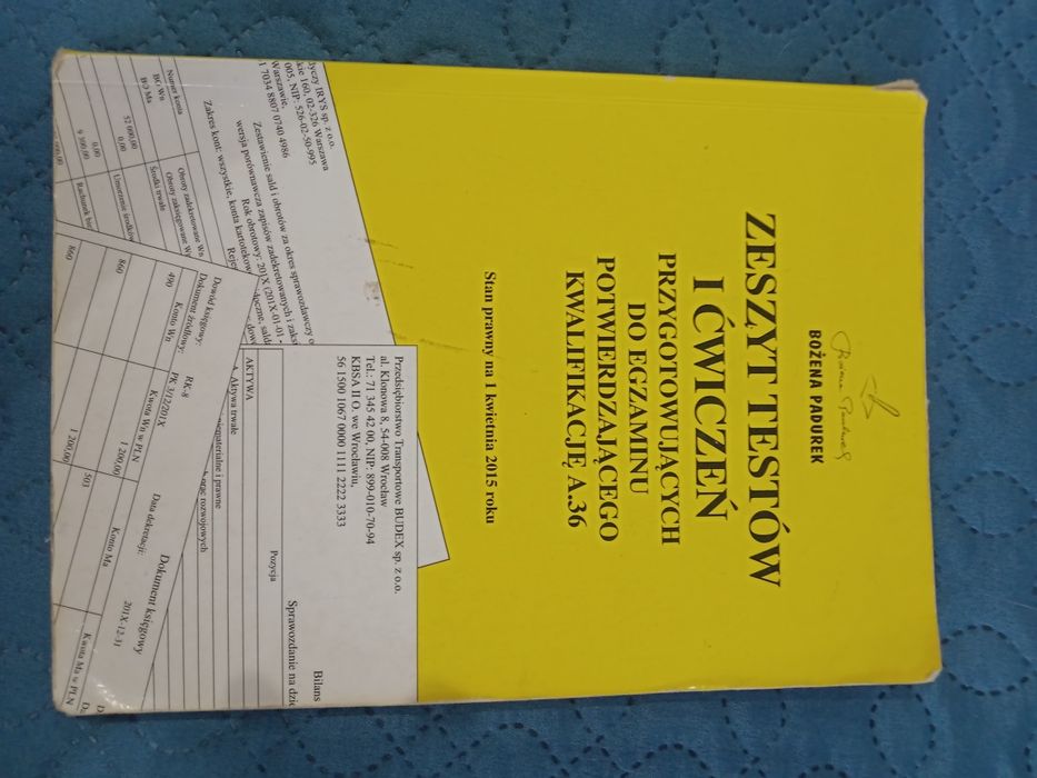 Ksiażka Zeszyt Testów i Ćwiczeń przygotowujących do egzamiu A.36