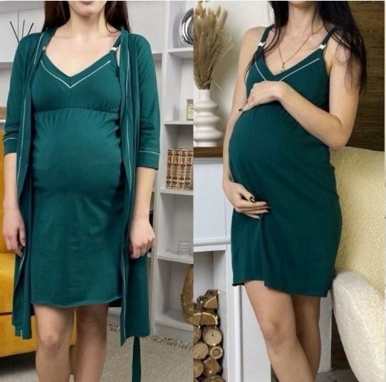 Комплект в пологовий халат і сорочка для годування і